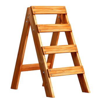 Wooden Step Ladder with Four Rungs and Sturdy Construction for Home and Office Use png