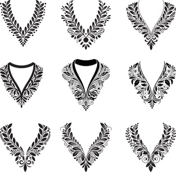 Elegant Neckline Embellishments Floral Motif Embellishments vector