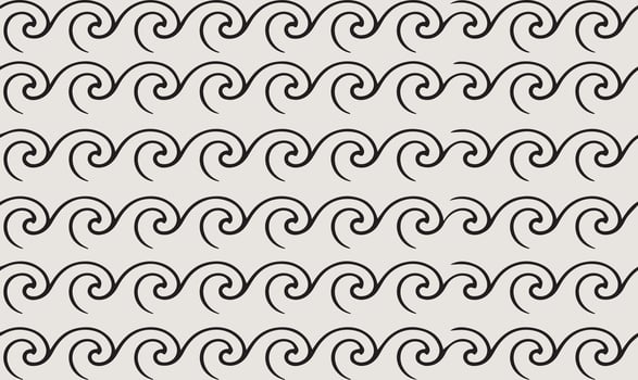 Stylized Black and White Wave Pattern with Curved Lines and Repeated Flowing Shapes for Artistic Design vector