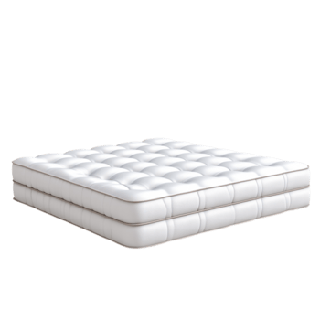 Soft and Comfortable White Mattress with Plush Tufts and Layered Support Design png