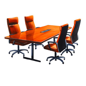 Elegant Modern Conference Table with Leather Chairs in Professional Meeting Space png