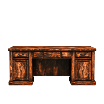 Rustic Wooden Desk with Three Drawers in Warm Brown Finish for Home Office png