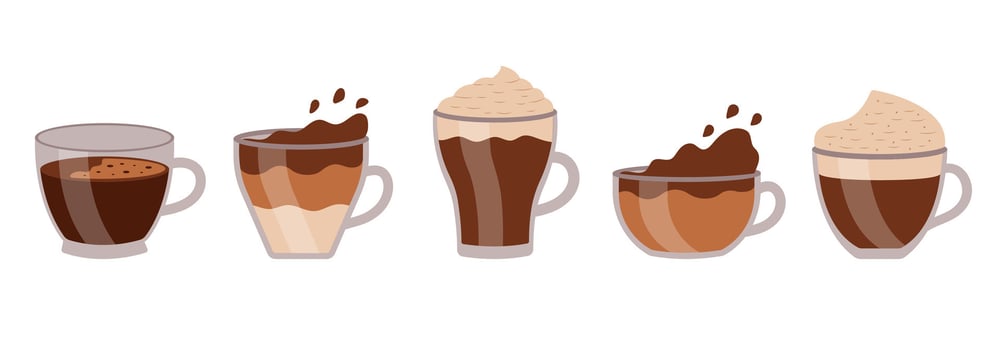 Coffee. Set of different types of coffee drinks for cafe and restaurant menu. vector