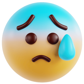Face With Open Mouth And Cold Sweat 3D Ilustration png