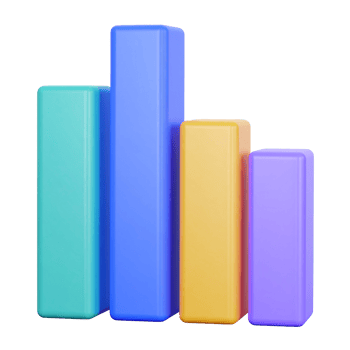 Colorful 3D bar chart illustration on transparent background png