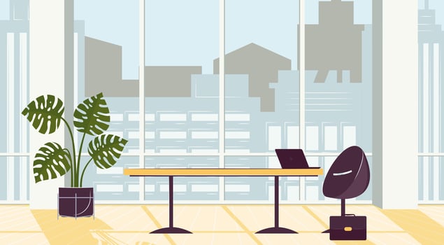 Modern office with desk and chair vector