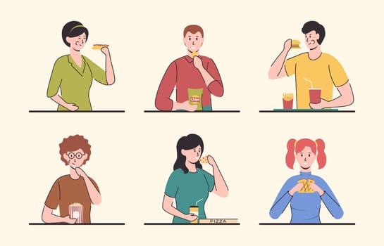People eating snacks together vector