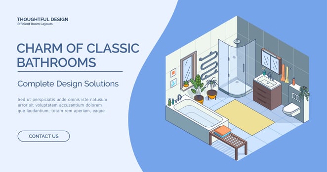 Classic bathroom design with elegant features vector