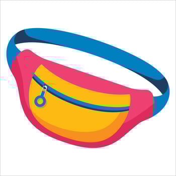 90s style belt bag illustration perfect for retro inspired fashion visuals, vintage accessories, and style themed designs vector