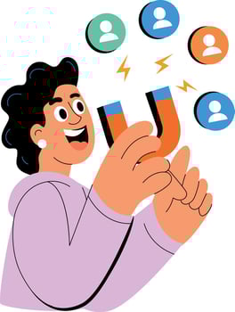 A flat style illustration showing attracting audience vector