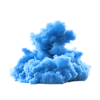 A vibrant blue cloud formation with intricate textures isolated on transparent background png