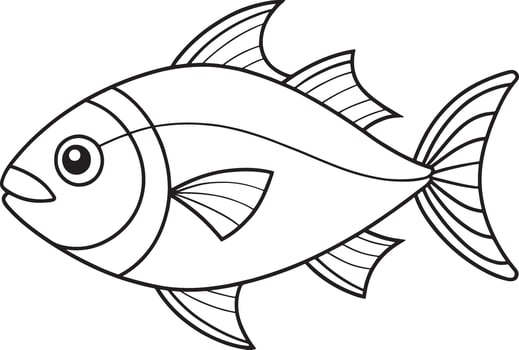 Bluefish line art drawing ideal for sea life educational content and aquatic themed coloring books vector