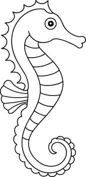 Whimsical seahorse line art perfect for ocean themed projects and childrens coloring materials vector