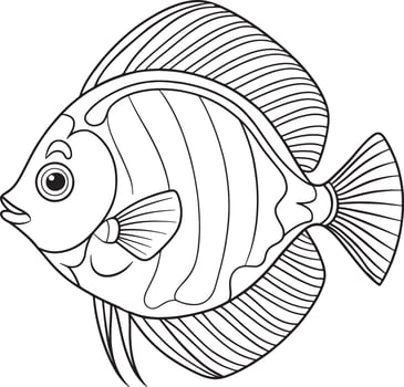 Discusfish tropical line art perfect for kids coloring books and fun ocean themed educational resources vector