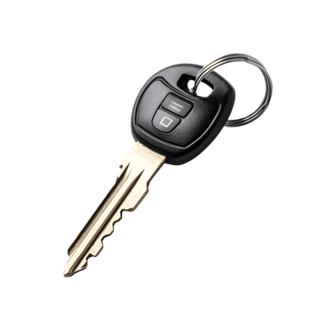 A single car key with a keyring attached isolated on transparent background png
