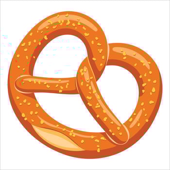 Freshly baked pretzel knotted bread with coarse salt isolated on white background representing German cuisine and Oktoberfest celebrations vector