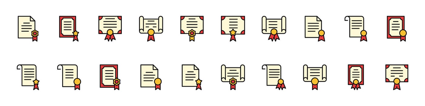 Colorful certificate icons collection vector