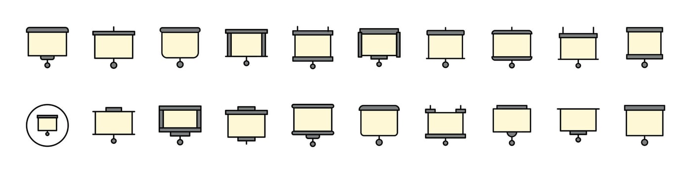 Beige Presentation Board Filled Color Outline Web Icons Collection. Minimalistic Linear Pictogram for Web and Graphic Design, Apps, Banners, Social Network and Cards vector