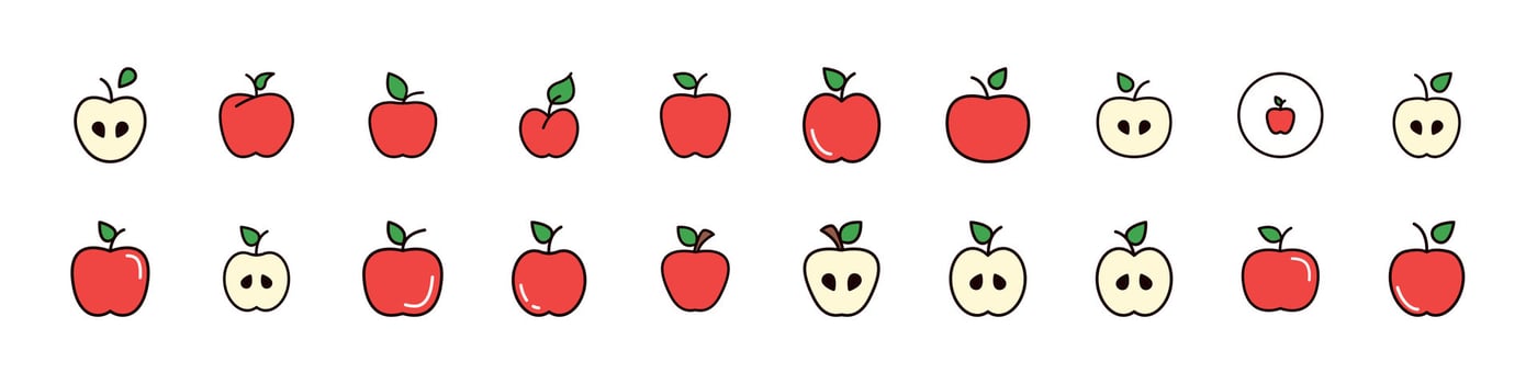 Colorful apple icons collection vector