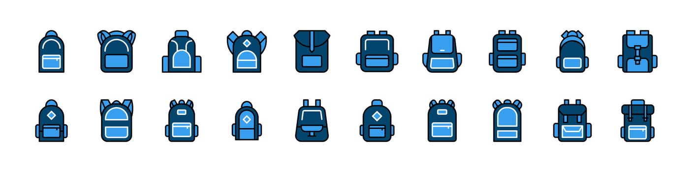 A variety of backpack icons vector