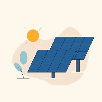 Solar panel installation illustration concept alternative energy from renewable solar and wind sources solar panels vector