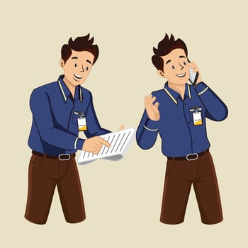 Businessman with paper and phone vector