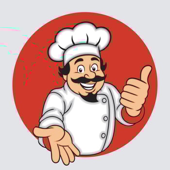 Happy cartoon chef with a thumbs up vector
