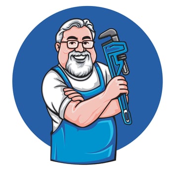 Plumber holding a wrench vector