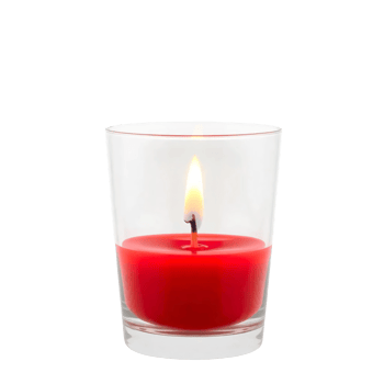 A candle with a red candle in a glass png