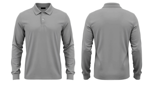 Two gray polo shirts mockup png