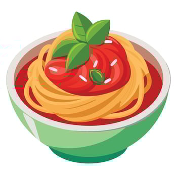 Spaghetti with tomato sauce and basil vector