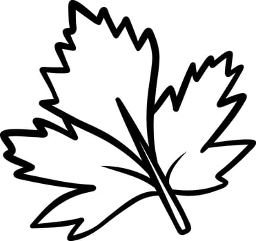 a simple icon of a cilantro leaf, a black and white hand-drawn icon vector