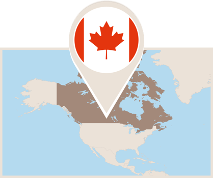 Map and flag of Canada png