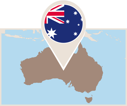 Map and flag of Australia png