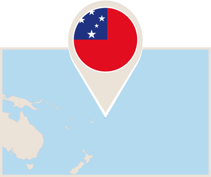 Map and flag of Samoa png