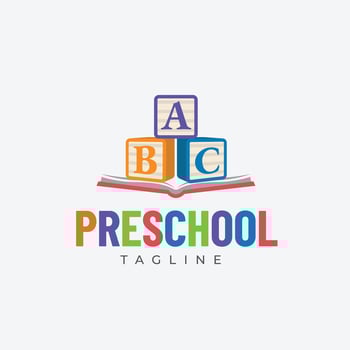 Preschool ABC Cube Logo Design. Educational Toy Block With Letters For School Or Kids Branding. vector