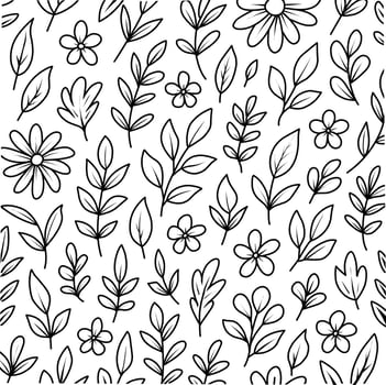Ink Doodle Flower Elements Hand Sketched Botanical Set vector