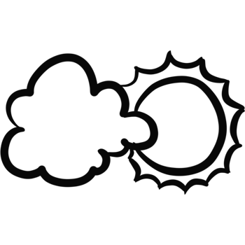 Black Line Art of Sun and Cloud png