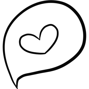 Cute Chat Bubble with Heart Doodle png