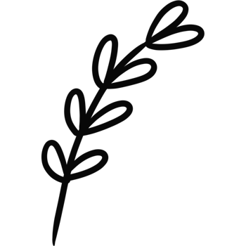 Cute Branch with Heart Leaves Hand Drawn Style png