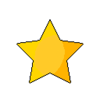 Pixel art of a golden star with a transparent background png