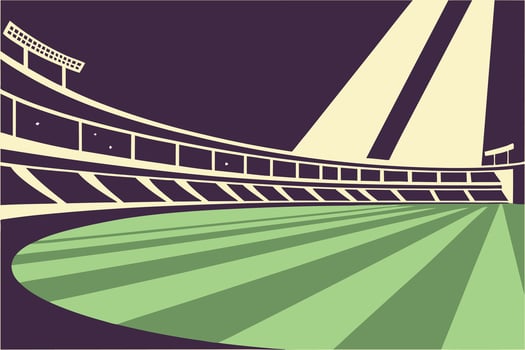 Stadium seating and field with spotlights sports arena vector
