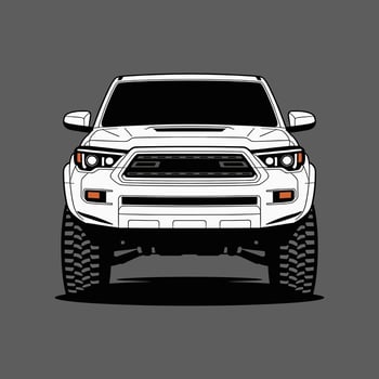 Rugged Off-Road 4x4 Vehicle from a Front View, a Detailed Illustration of a Modern SUV or Pickup Truck with All-Terrain Tires vector