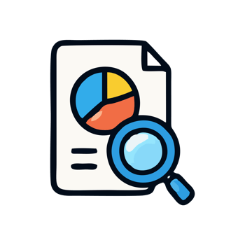Hand Drawn Document Pie Chart Magnifying Glass Business Analysis Data Research png