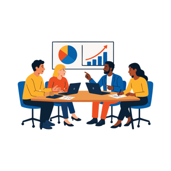 Diverse Business Team Meeting Growth Strategy Discussion Collaboration Modern Illustration png