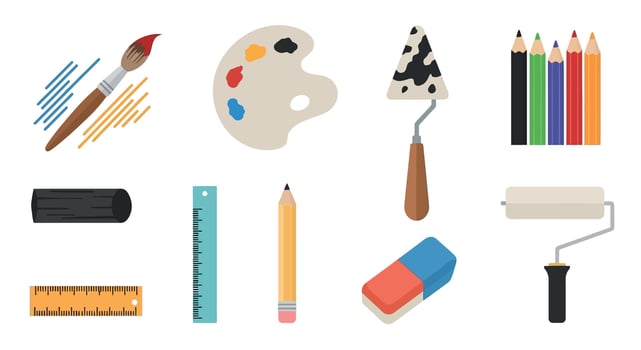 Art Supplies and Tools Illustration. vector