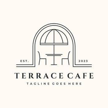 restaurant cafe line art logo minimalist illustration design, food and beverage service symbol design vector