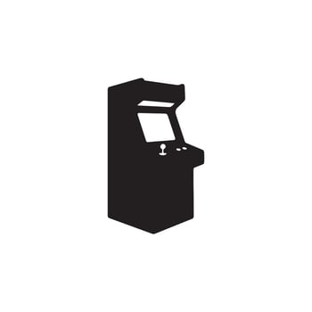 Arcade machine silhouette retro gaming cabinet icon for entertainment vector