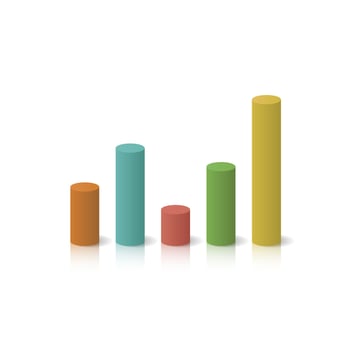 3D colorful data bar chart icon. Business growth cylinder graph illustration vector