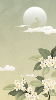 Floral design with moon and rabbit vector